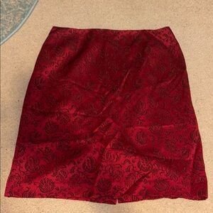 Elegant Red Floral Skirt